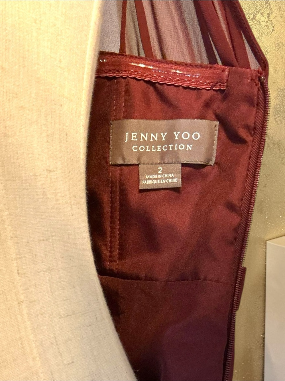 Jenny Yoo Collection Burgundy Chiffon Bridesmaid Formal Gown Size 2 Floor Length - Picture 4 of 4